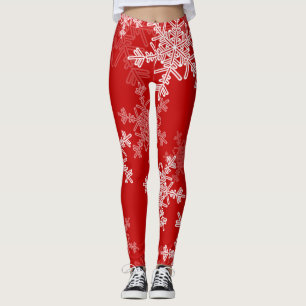 Red White Snowflakes Minimalistisch Weihnachten Leggings