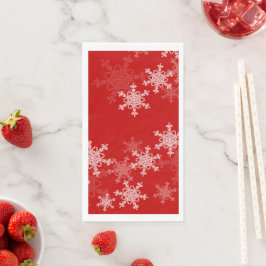 Red White Snowflakes Minimalistisch Weihnachten Serviette