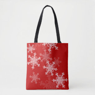 Red White Snowflakes Minimalistisch Weihnachten Tasche