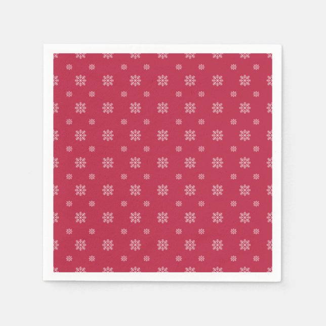 Red & White Snowflakes Simple Modern Christmas  Serviette (Vorderseite)