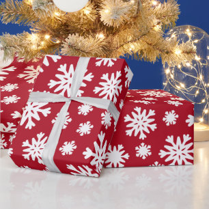Red White Snowflakes Weihnachtsfeiertag Geschenkpapier