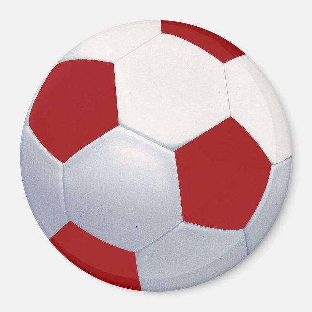Red & White Soccer Ball Magnet (Vorne)