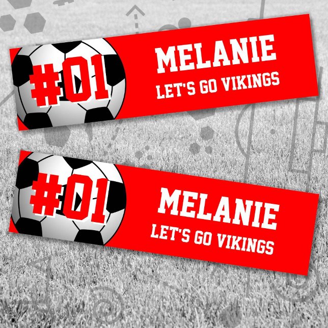 Red White Soccer Team Autoaufkleber (Red and White Soccer Let's Go Team Bumper Sticker. Celebrate your high school or college athlete.)