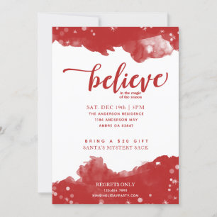 Red & White Sparkle glauben an das magische Weihna Einladung