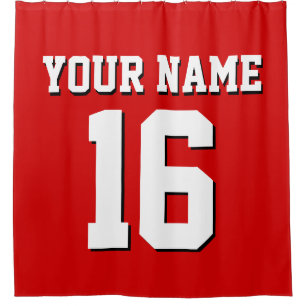 Red White Sports Jersey Team Jersey Duschvorhang