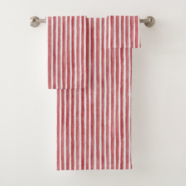Red White Stripes Badhandtuch Set (Insitu)