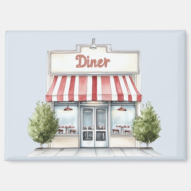 Red White Stripes Diner Magnet (Vorderseite)