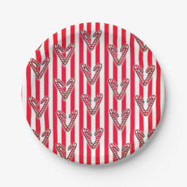 Red White Stripes Lollipops Hearts Pappteller