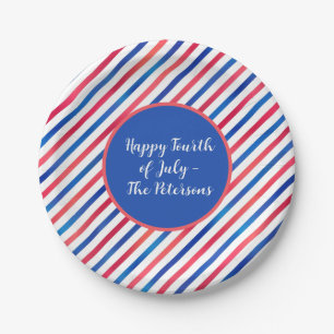 Red White Stripes USA Patriotic Pappteller