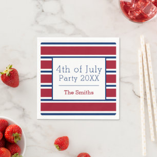 Red White Striping 4. Juli Sommercocktail Serviette