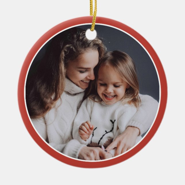 Red & White Strips Der Weihnachtsmann Foto Weihnac Keramik Ornament (Vorne)