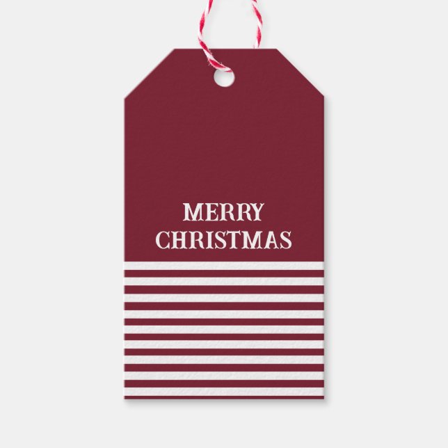 Red White Strips Weihnachten Personalisiert Geschenkanhänger (Vorderseite)