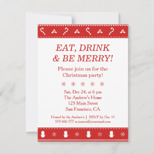 Red White Stylish Modern Design Weihnachtsfest Par Einladung