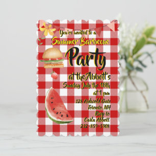 Red & White Summer Party Einladung