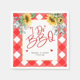 Red White Sunflower I Do GRILLEN Wedding Napkins Serviette