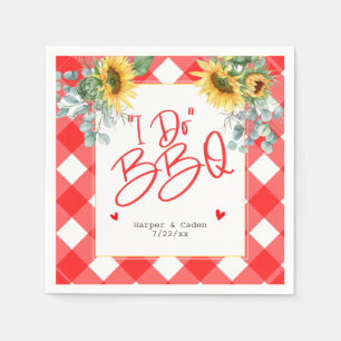 Red White Sunflower I Do GRILLEN Wedding Napkins Serviette