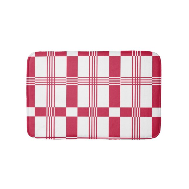 Red White Tartan Karo Kariert Badematte (Vorderseite)