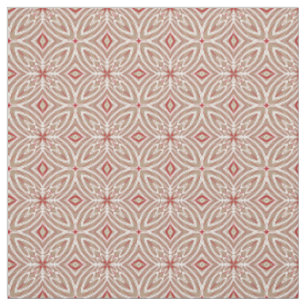 Red White Taupe Vintag Retro Nouveau Deko Muster Stoff