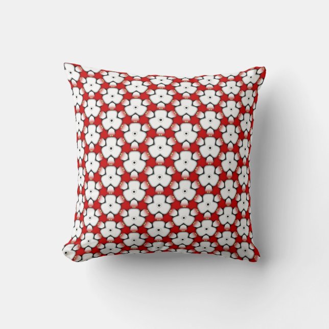 Red White Tri Floral Geometric Pattern Kissen (Vorderseite)