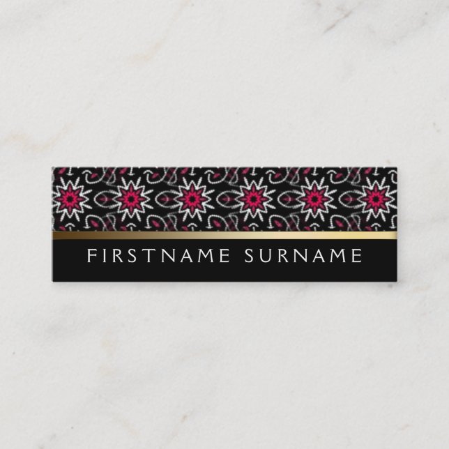 Red White Tribal Muster | Black Mini Biz Cards Mini Visitenkarte (Vorderseite)