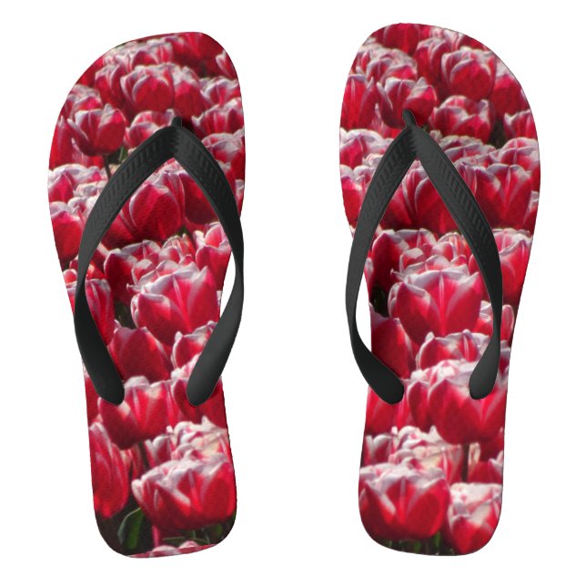 Red White Tulips Muster Flip Flops (Fußbett)