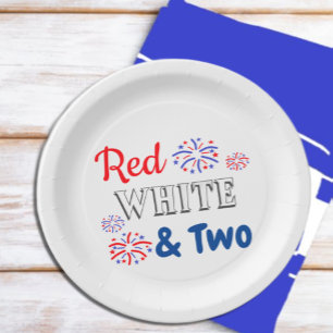 Red White & Two 2. Geburtstag Pappteller
