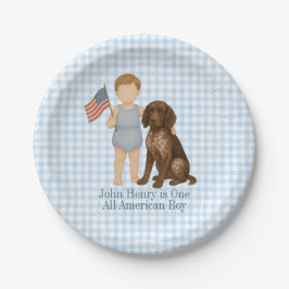 Red White Two - One All American Boy Paper Plates Pappteller