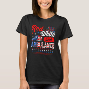 Red White und Ambulance 4. Juli Amerikanische Flag T-Shirt