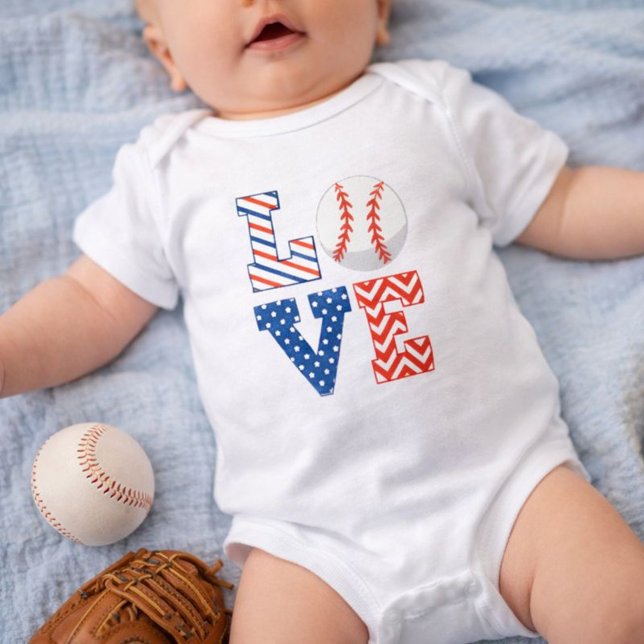 Red White und Blue Baseball Baby Strampler (Von Creator hochgeladen)