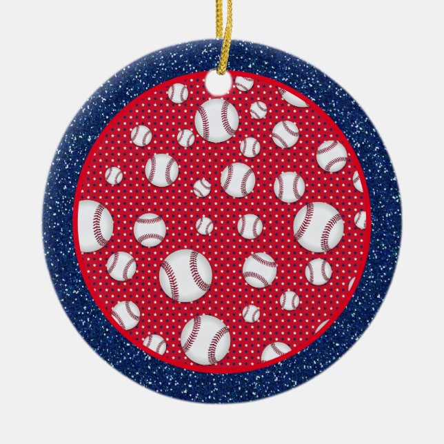 Red White und Blue Baseball Keramik Ornament (Vorne)