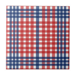Red White und Blue Gingham Kariert Fliese
