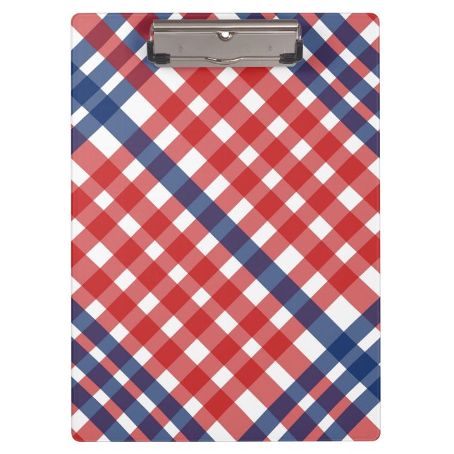 Red White und Blue Gingham Kariert Klemmbrett (Vorderseite)