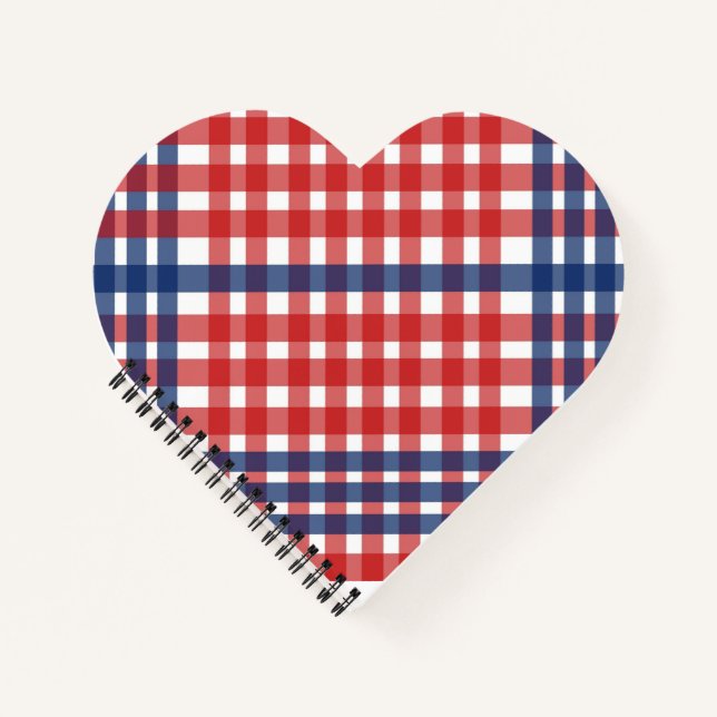 Red White und Blue Gingham Kariert Notizbuch (Vorderseite)