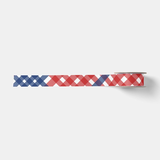 Red White und Blue Gingham Kariert Satinband (Vorderseite)