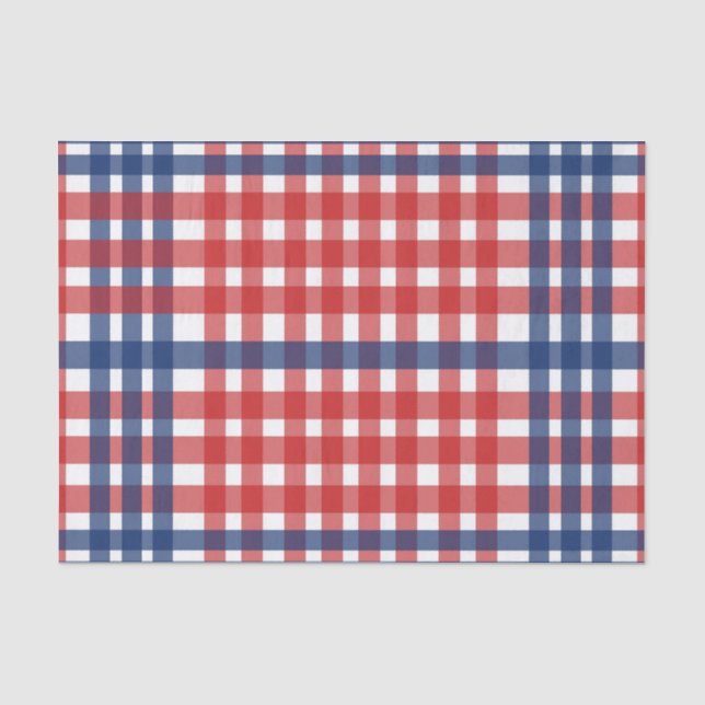Red White und Blue Gingham Kariert Seidenpapier (Vorderseite)