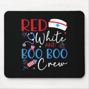 Red White und Boo Boo Crew 4. Juli Nurse Nursi Mousepad