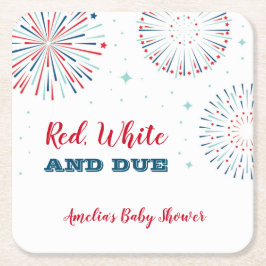 Red, White und Due Baby Dusche Untersetzer