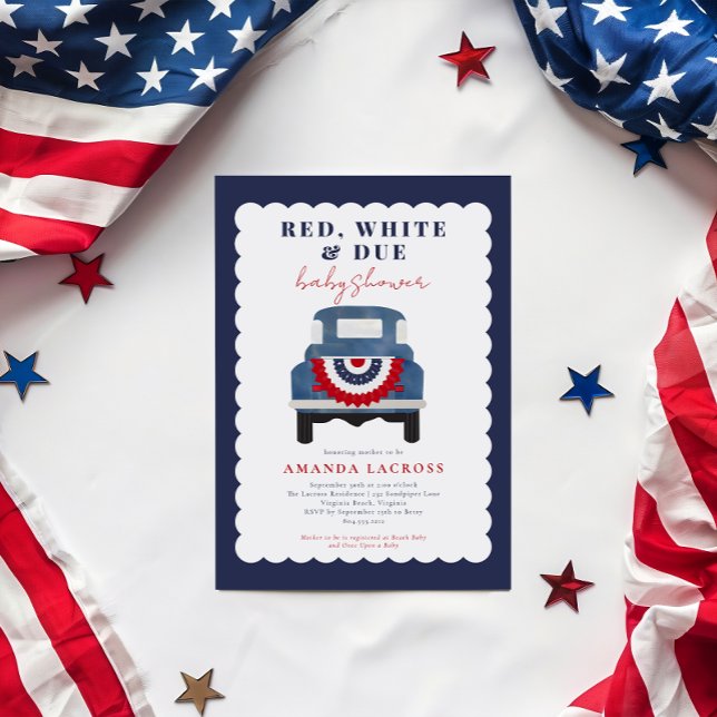 Red White und Due Patriotic Baby Dusche Einladung (Red, White and Due Baby Shower Invitation)