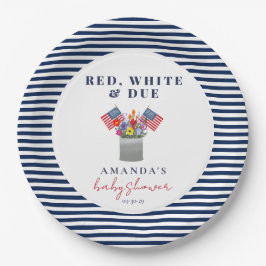 Red White und Due Patriotic Baby Dusche Pappteller