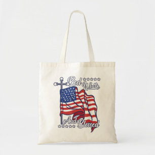 Red White und gesegnete USA Flag Christlich Jesus Tragetasche