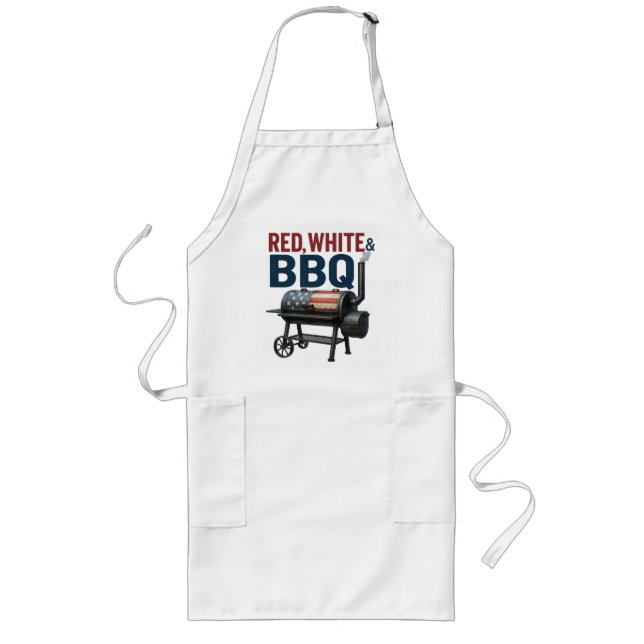 Red White und GRILLEN Patriotic American Flag Smok Lange Schürze (Vorne)
