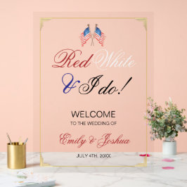 Red White und I Do USA Flag Wedding Willkommen Acrylschild