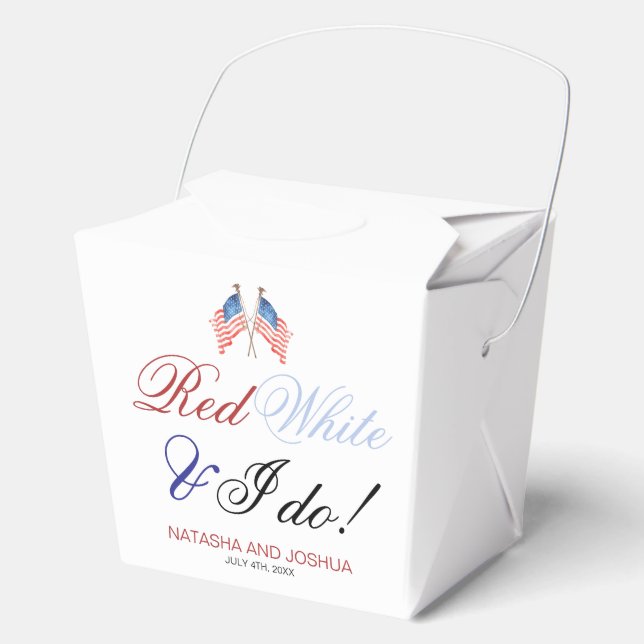 Red White und I Do USA Patriotic Wedding Geschenkschachtel (Vorderseite)