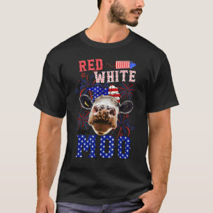 Red White und Moo Patriotic Kuh 4. Juli Feuerwerk T-Shirt
