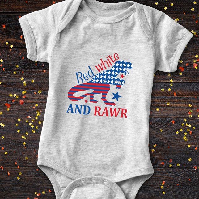 Red White und Rawr 4. Juli Dinosaurier Baby Strampler (Von Creator hochgeladen)