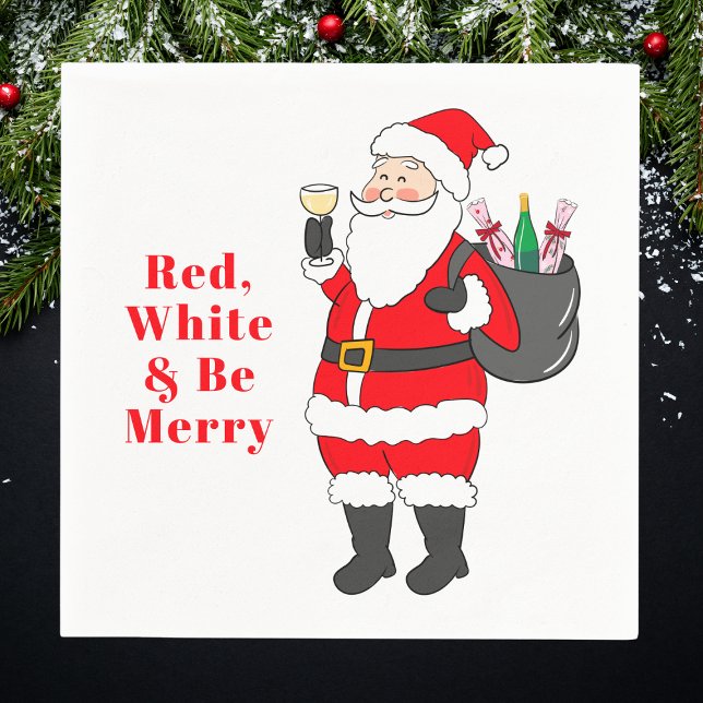 Red White und Sei Merry Santa Wine Serviette (Von Creator hochgeladen)