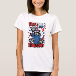 Red White und Thrashy Funny Patriotic Raccoon T-Shirt