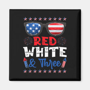Red White und Three 3. Geburtstag US-amerikanische Magnet