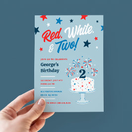 Red White und Two 2. Geburtstags Party Einladung