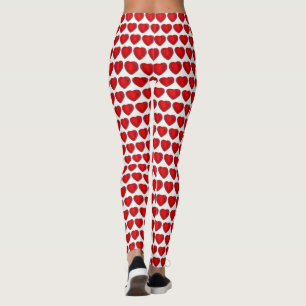 Red White Valentine's Day Candy Heart Liebe Muster Leggings